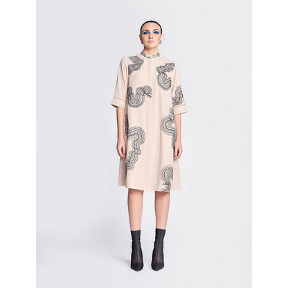 Shahin Mannan Waves Front Open Flared Dress