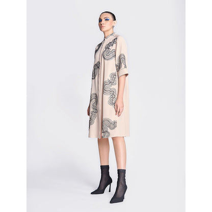 Shahin Mannan Waves Front Open Flared Dress
