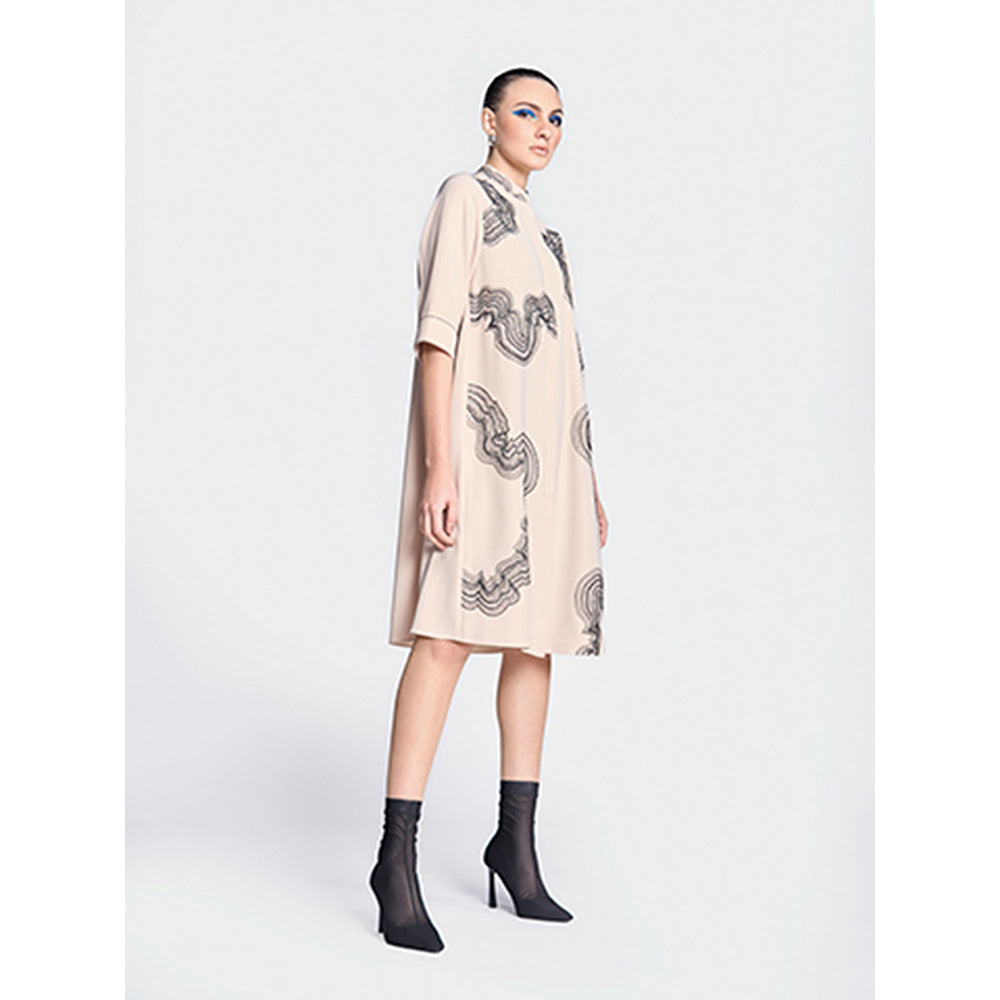 Shahin Mannan Waves Front Open Flared Dress