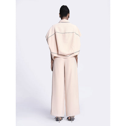 Shahin Mannan Abstract Roses Oversized Shirt Jacket With Flared Pant (Set of 2)