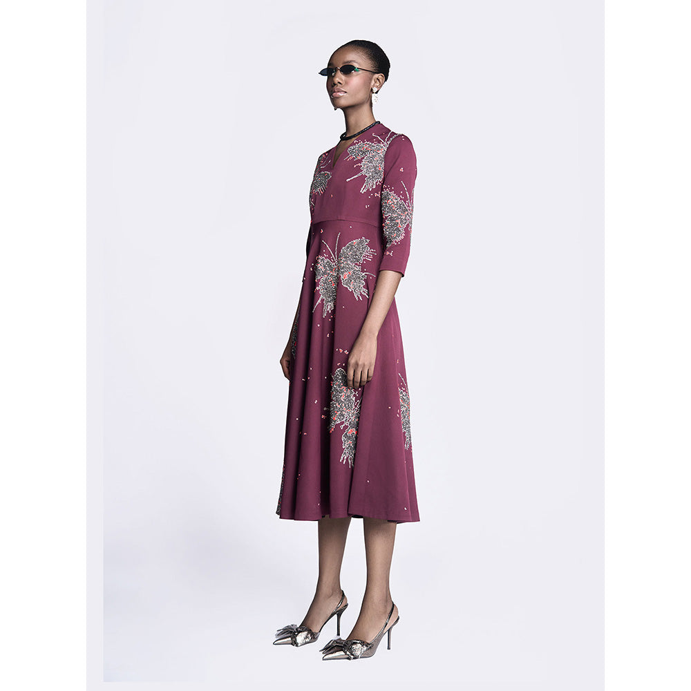 Shahin Mannan Butterfly Splashes Circular Midi Dress
