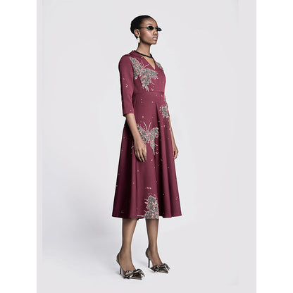 Shahin Mannan Butterfly Splashes Circular Midi Dress