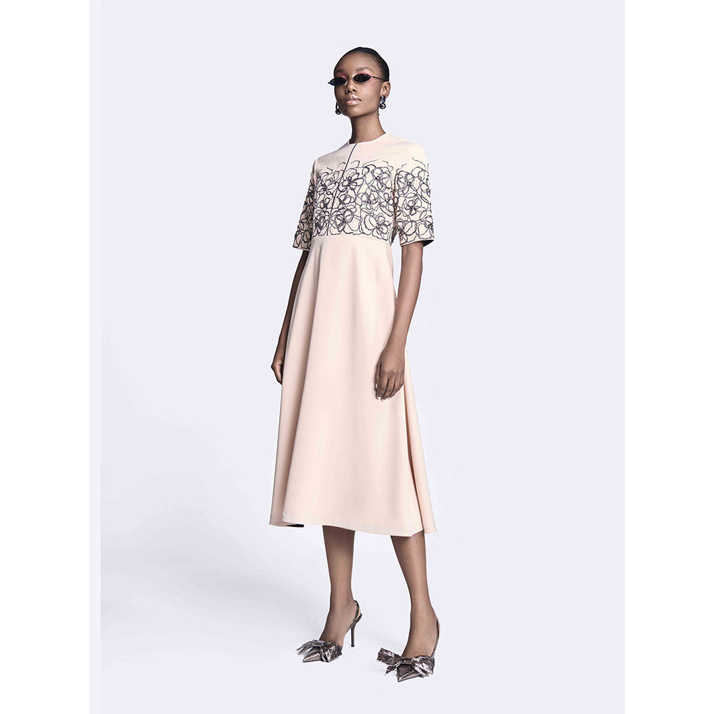 Shahin Mannan Abstract Roses Midi Dress