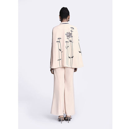 Shahin Mannan Metallic Lotus Cape With Bell Bottom Pant (Set of 2)