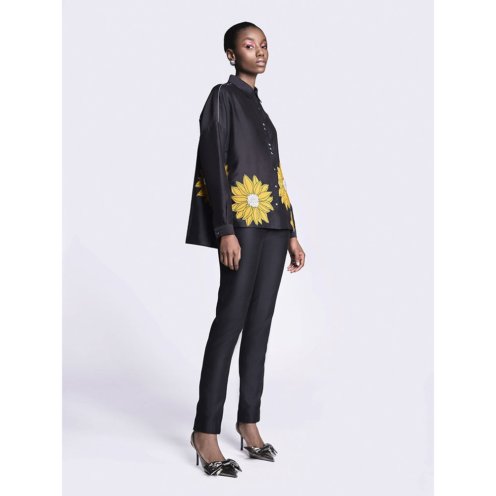 Shahin Mannan Sunflower Applique Boxy Shirt With Narrow Pant (Set of 2)