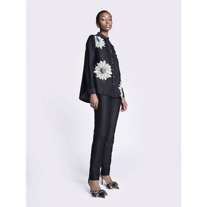 Shahin Mannan Sunflower Applique High Low Shirt With Narrow Pant (Set of 2)