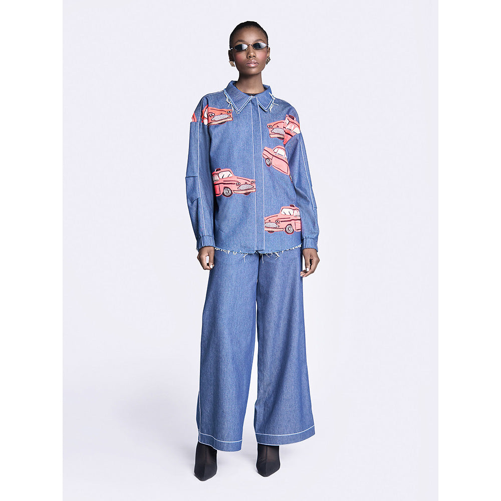 Shahin Mannan Taxi Oversized Shirt Jacket With Flared Pant (Set of 2)