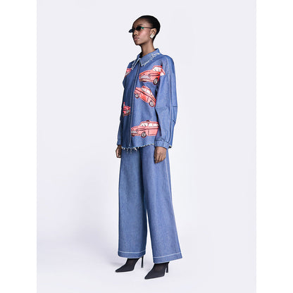 Shahin Mannan Taxi Oversized Shirt Jacket With Flared Pant (Set of 2)