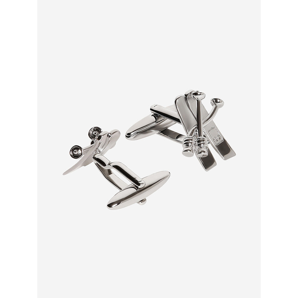 Shaze Silver Rhodium-Plated Abstract Cufflinks