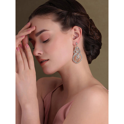 Shaze Gold Rhodium-Plated Cubic Zirconia Celtic Drop Earrings for Women