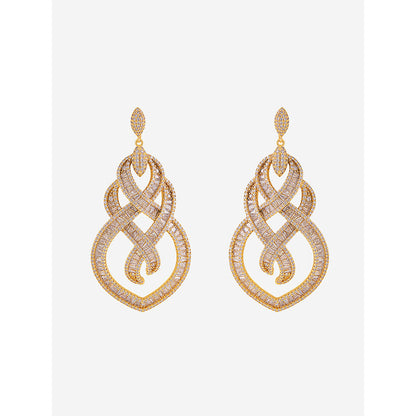 Shaze Gold Rhodium-Plated Cubic Zirconia Celtic Drop Earrings for Women