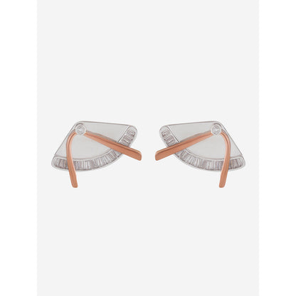 Shaze Silver Rhodium-Plated Cubic Zirconia Coeval Stud Earrings for Women