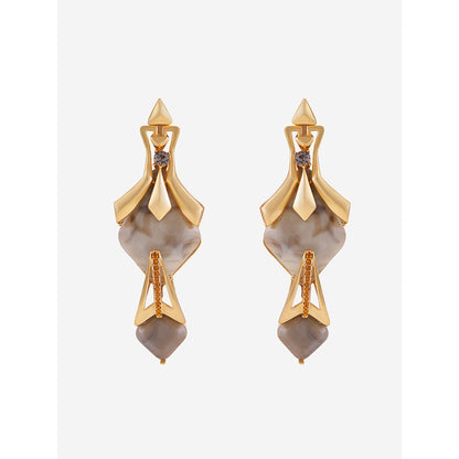 Shaze Gold Rhodium-Plated Cubic Zirconia Cantilever Drop Earrings for Women