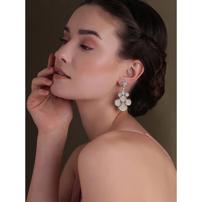 Shaze Gold Rhodium-Plated Cubic Zirconia Aurora Drop Earrings for Women