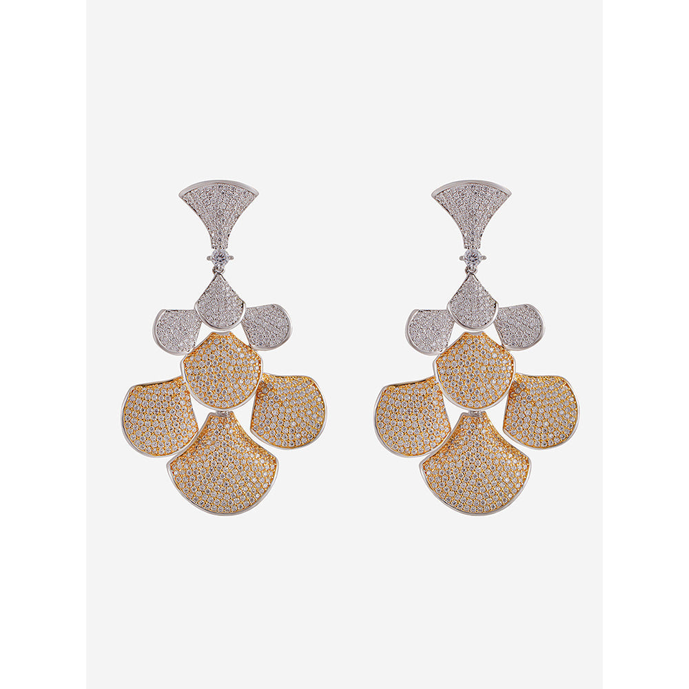 Shaze Gold Rhodium-Plated Cubic Zirconia Aurora Drop Earrings for Women