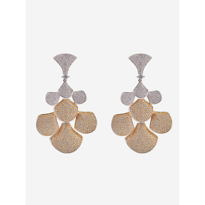Shaze Gold Rhodium-Plated Cubic Zirconia Aurora Drop Earrings for Women