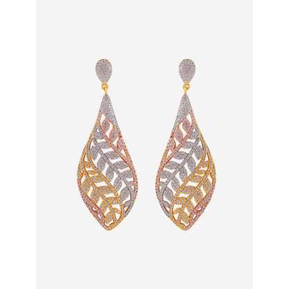 Shaze Gold Rhodium-Plated Cubic Zirconia Glittering Drop Earrings for Women