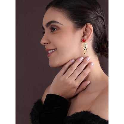 Shaze Gold Rhodium-Plated Cubic Zirconia Thespian Drop Earrings for Women