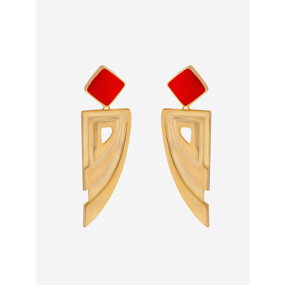 Shaze Gold Rhodium-Plated Cubic Zirconia Thespian Drop Earrings for Women