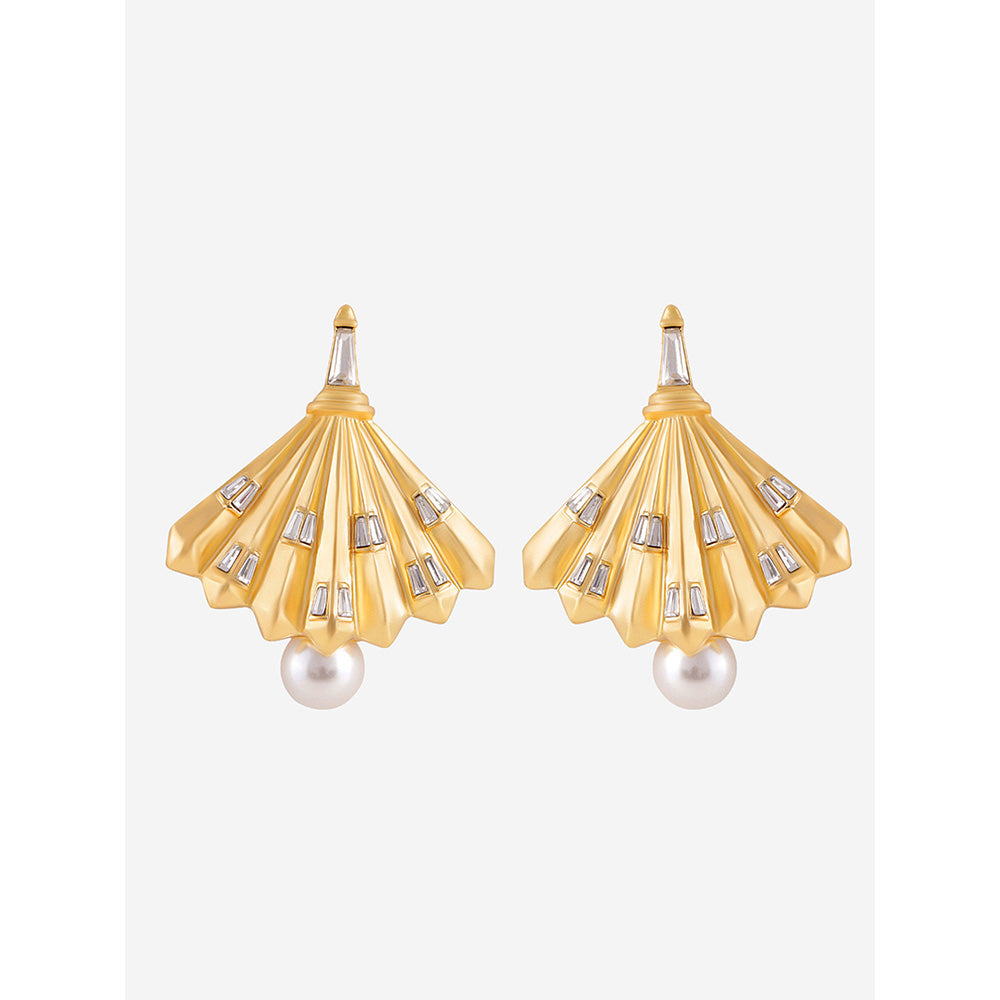 Shaze Gold Rhodium-Plated Cubic Zirconia Spectrum Drop Earrings for Women