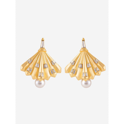 Shaze Gold Rhodium-Plated Cubic Zirconia Spectrum Drop Earrings for Women