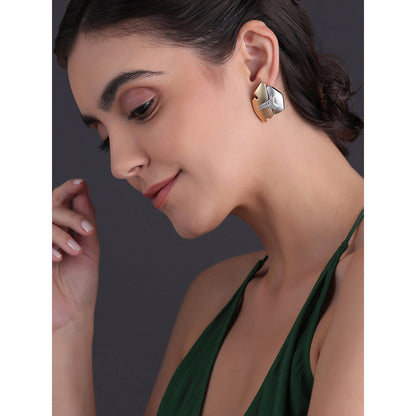 Shaze Gold Rhodium-Plated Cubic Zirconia Centre Cut Stud for Women