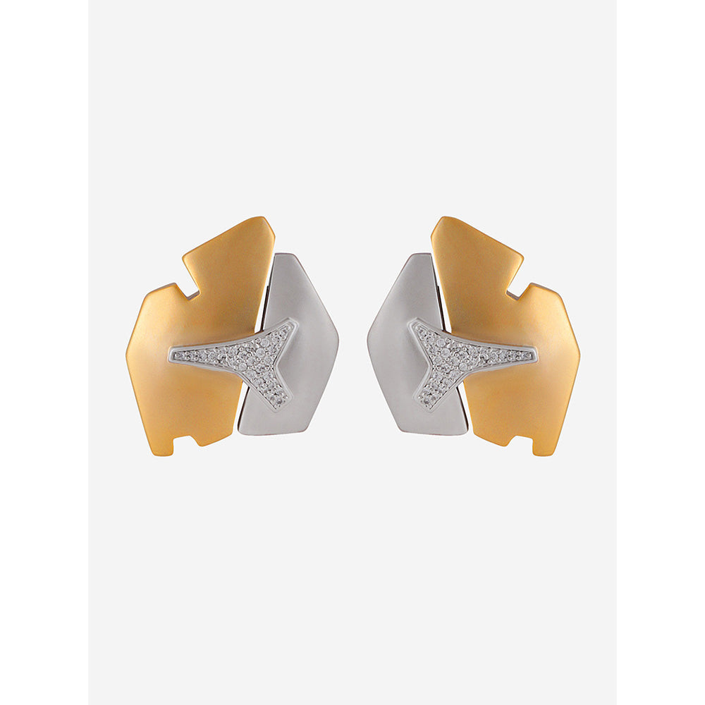 Shaze Gold Rhodium-Plated Cubic Zirconia Centre Cut Stud for Women