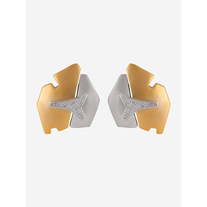 Shaze Gold Rhodium-Plated Cubic Zirconia Centre Cut Stud for Women