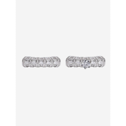 Shaze Silver Rhodium-Plated American Diamond Crystal Stackable Multi Set Ring