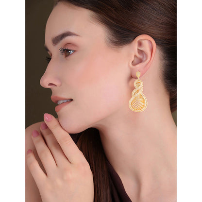 Shaze Gold Rhodium-Plated American Diamond Vortex Drop & Dangle Earrings For Women