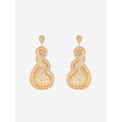 Shaze Gold Rhodium-Plated American Diamond Vortex Drop & Dangle Earrings For Women