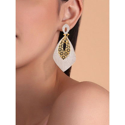 Shaze Gold Rhodium-Plated American Diamond Mix And Mingle Drop & Dangle Earrings For Women