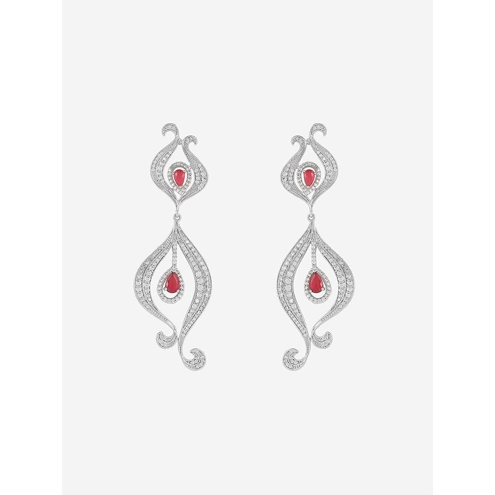Shaze Silver Rhodium-Plated American Diamond Dancing Bell Drop & Dangle Earrings For Women