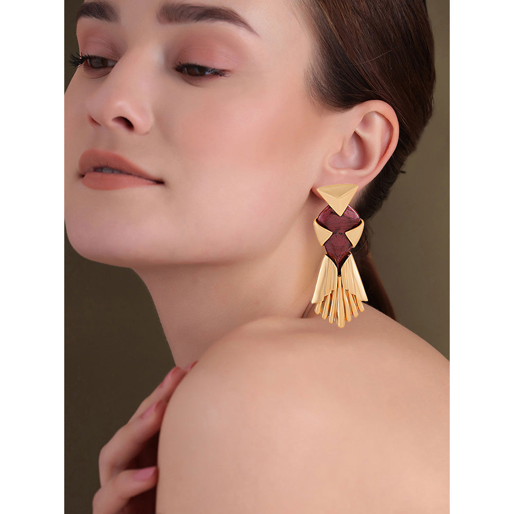 Shaze Gold Rhodium-Plated American Diamond Figural Drop & Dangle Earrings For Women