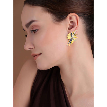 Shaze Gold Rhodium-Plated American Diamond Galaxy Drop & Dangle Earrings For Women