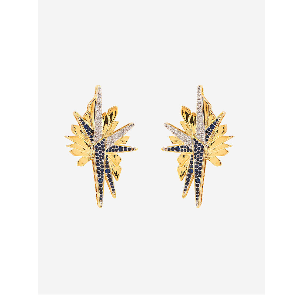 Shaze Gold Rhodium-Plated American Diamond Galaxy Drop & Dangle Earrings For Women