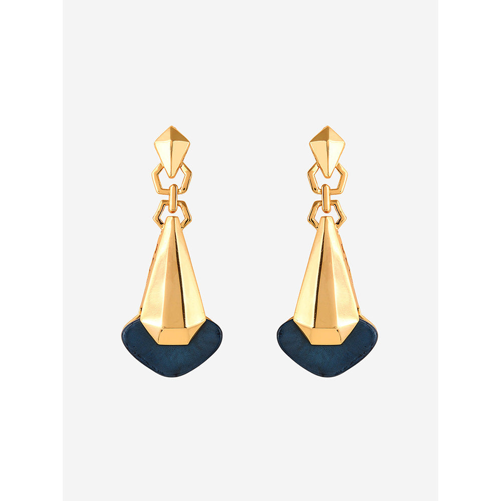 Shaze Gold Rhodium-Plated American Diamond Inscription Drop & Dangle Earrings For Women