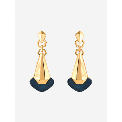 Shaze Gold Rhodium-Plated American Diamond Inscription Drop & Dangle Earrings For Women