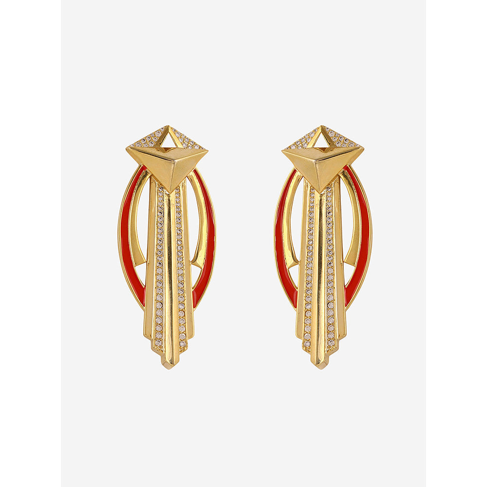 Shaze Gold Rhodium-Plated American Diamond Arcadia Drop & Dangle Earrings For Women