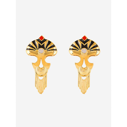 Shaze Gold Rhodium-Plated American Diamond Monumental Drop & Dangle Earrings For Women