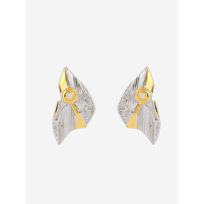 Shaze Gold Rhodium-Plated American Diamond Congnizant Stud Earrings For Women
