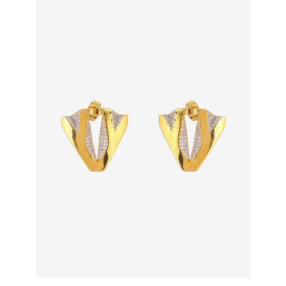Shaze Gold Rhodium-Plated American Diamond Metropolitan Stud Earrings For Women