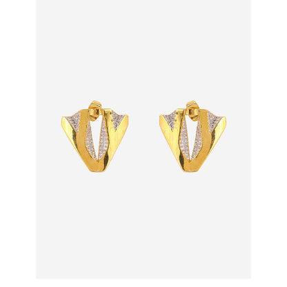 Shaze Gold Rhodium-Plated American Diamond Metropolitan Stud Earrings For Women