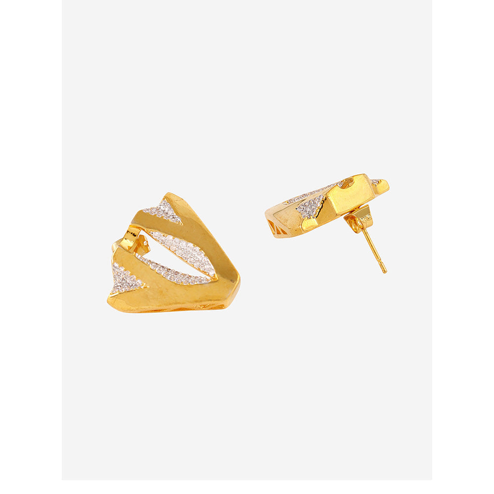 Shaze Gold Rhodium-Plated American Diamond Metropolitan Stud Earrings For Women