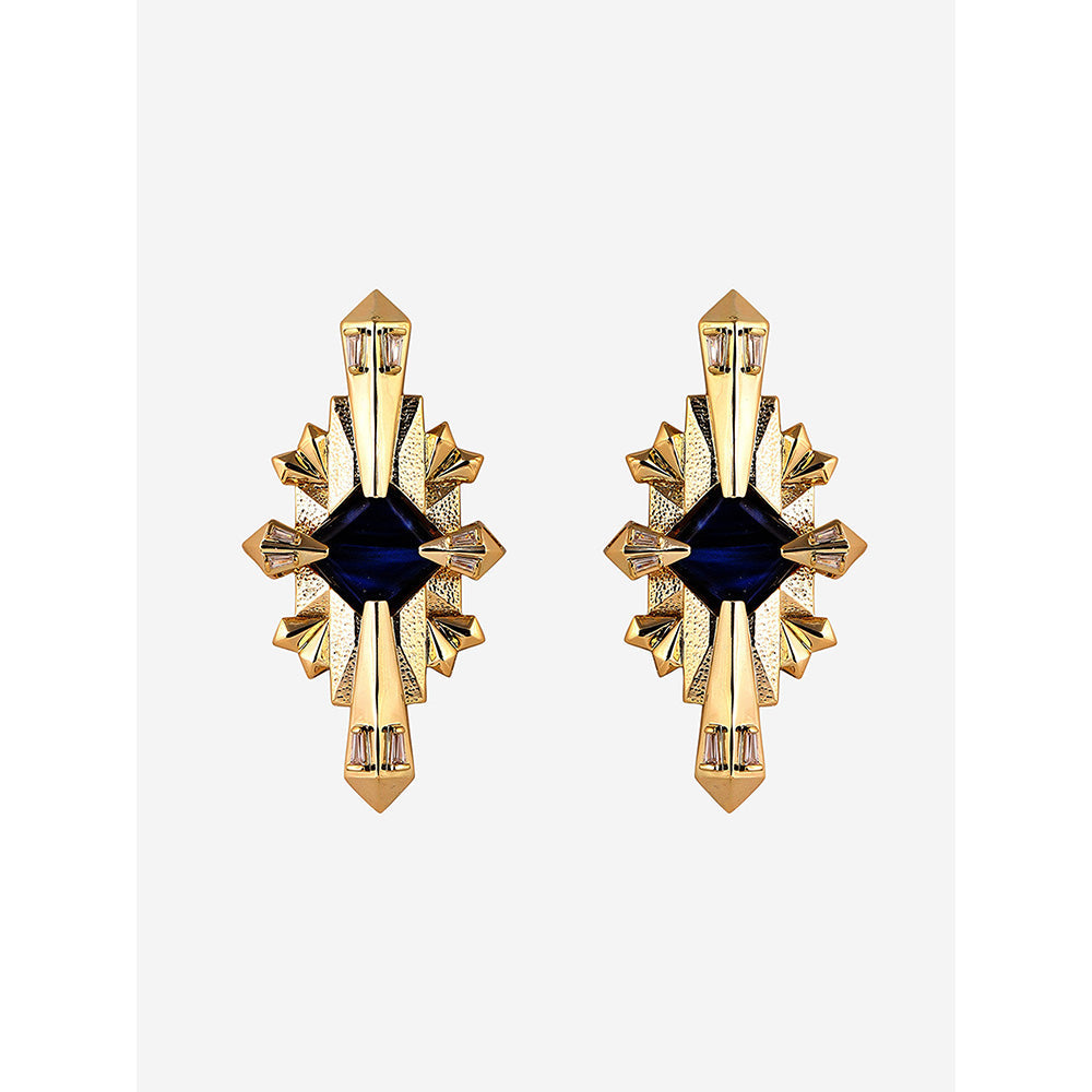 Shaze Gold Rhodium-Plated American Diamond Crosslight Drop & Dangle Earrings For Women