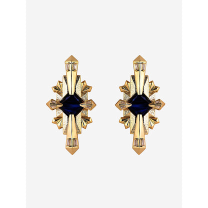 Shaze Gold Rhodium-Plated American Diamond Crosslight Drop & Dangle Earrings For Women