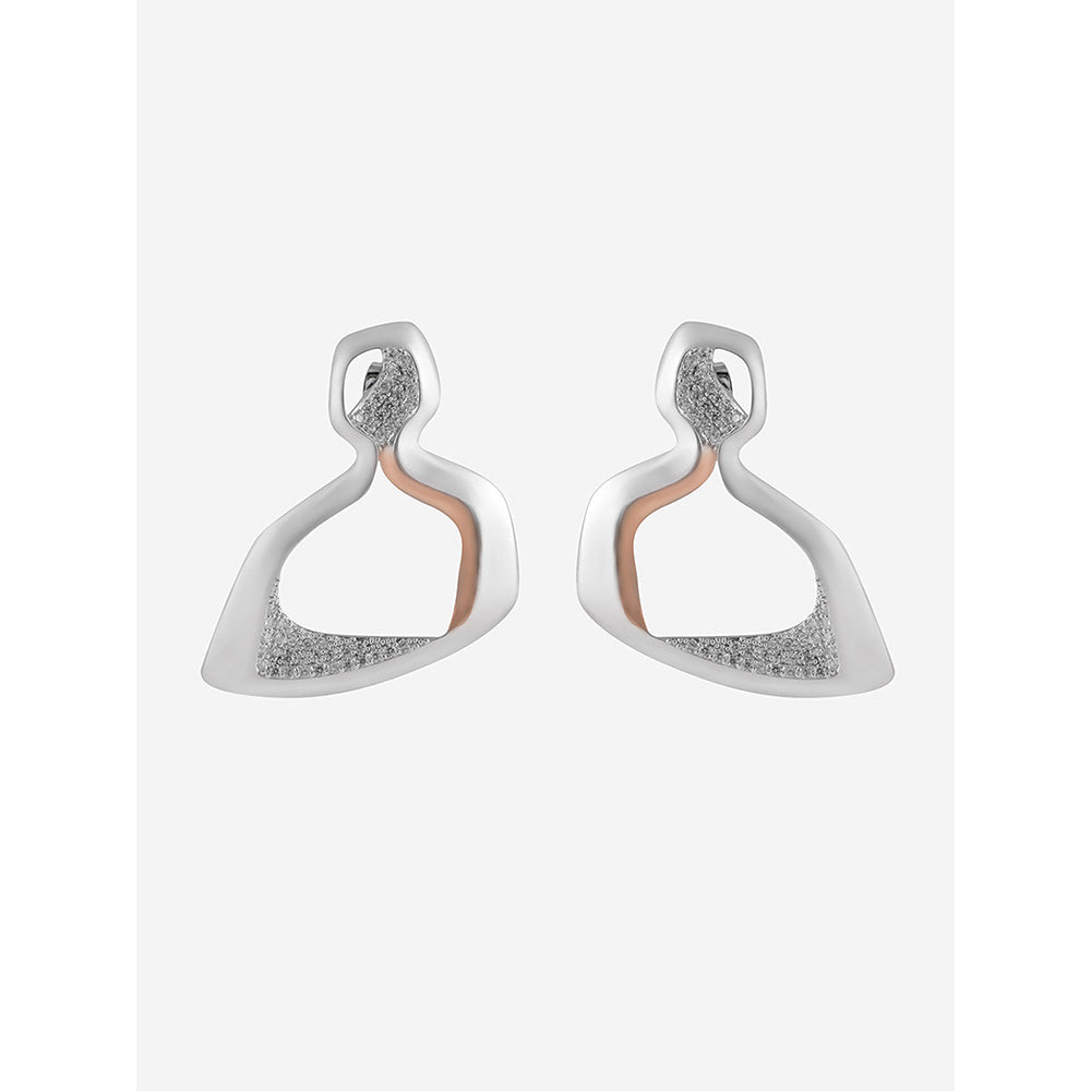 Shaze Silver Rhodium-Plated American Diamond Isochronous Drop & Dangle Earrings For Women