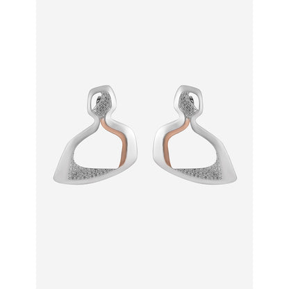 Shaze Silver Rhodium-Plated American Diamond Isochronous Drop & Dangle Earrings For Women