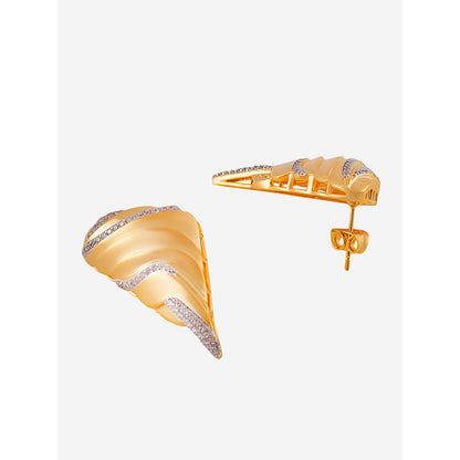Shaze Gold Rhodium-Plated American Diamond Conch Stud Earrings For Women