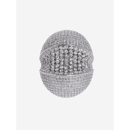 Shaze Silver Rhodium-Plated American Diamond Incut Finger Ring